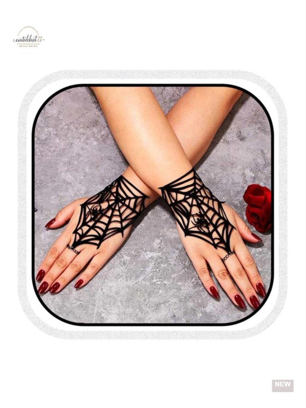 Faux Suede Spider Web Fingerless Gloves Gothic Steampunk Halloween Cosplay